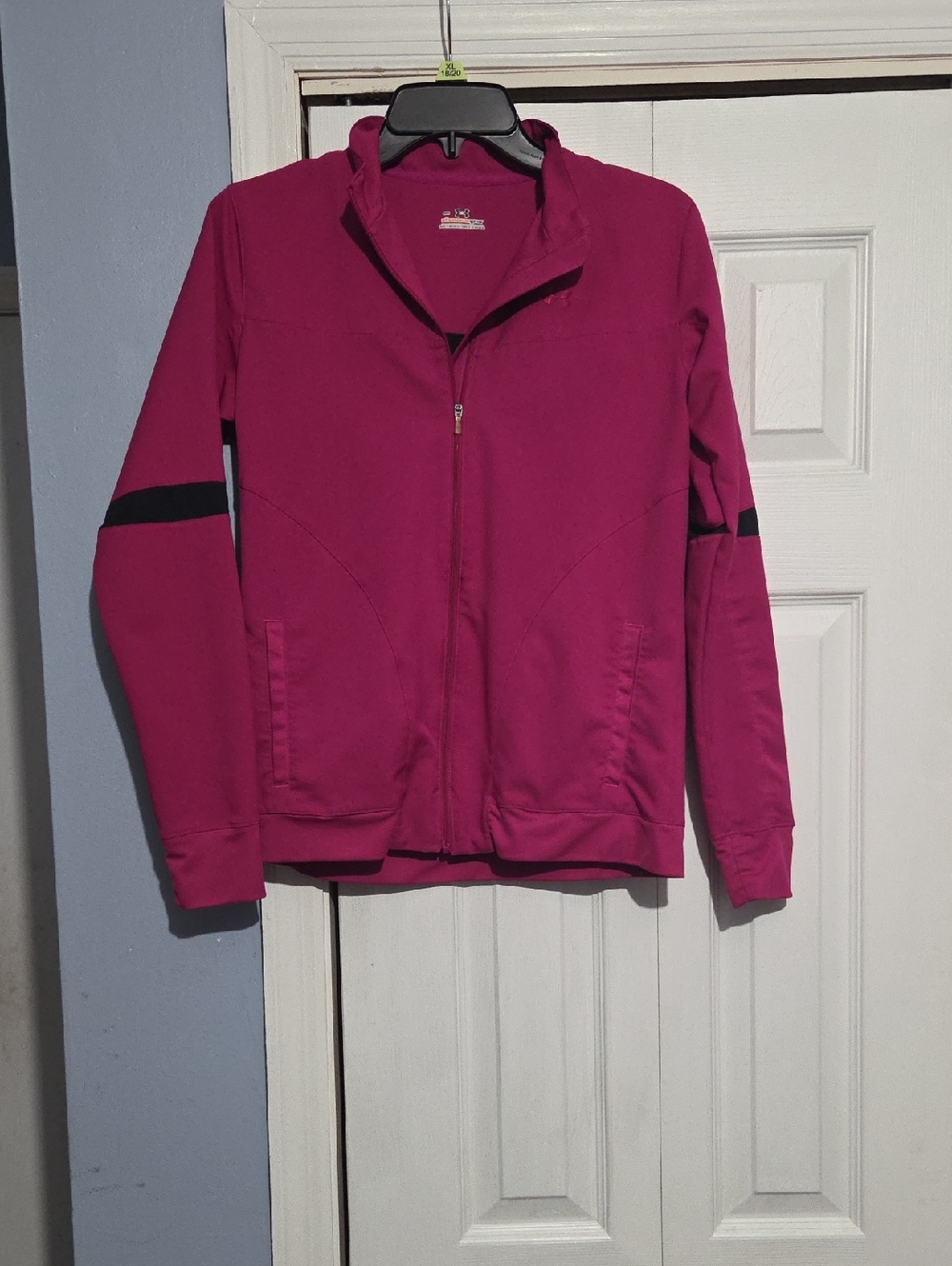 Under Armour Magenta Full-Zip Jacket with Black Arm Stripes